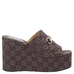 FABRIC WEDGE SANDAL "GG"