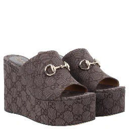 FABRIC WEDGE SANDAL "GG"
