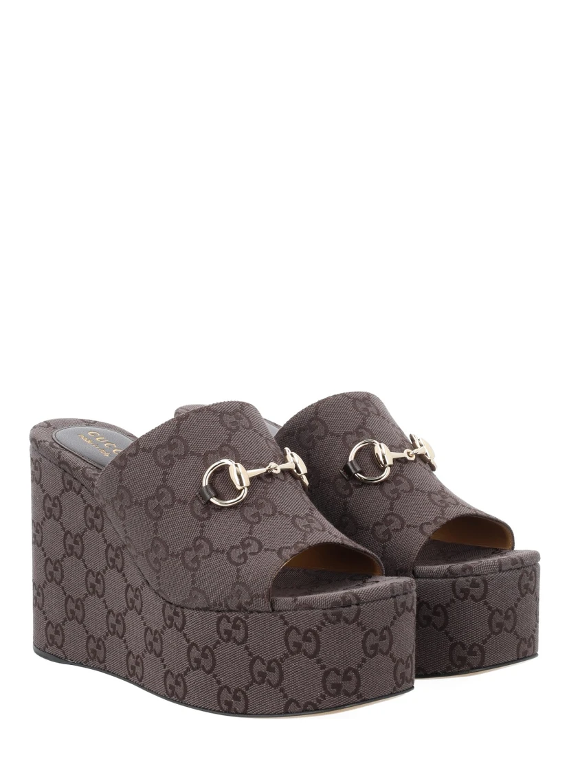 FABRIC WEDGE SANDAL "GG"