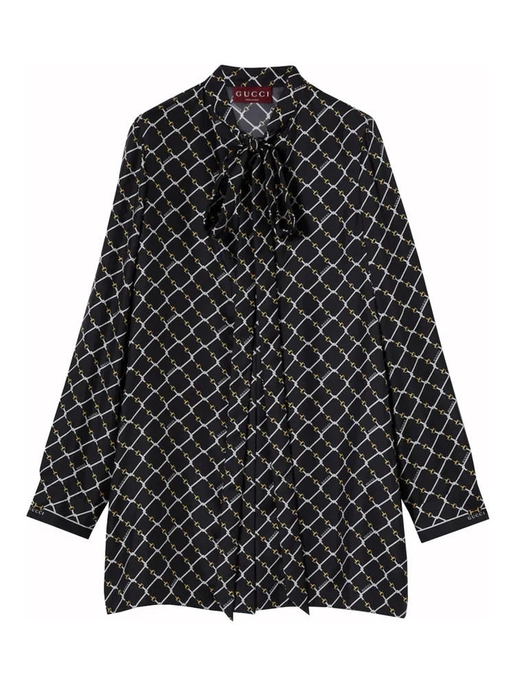 PRINTED SILK TWILL DRESS