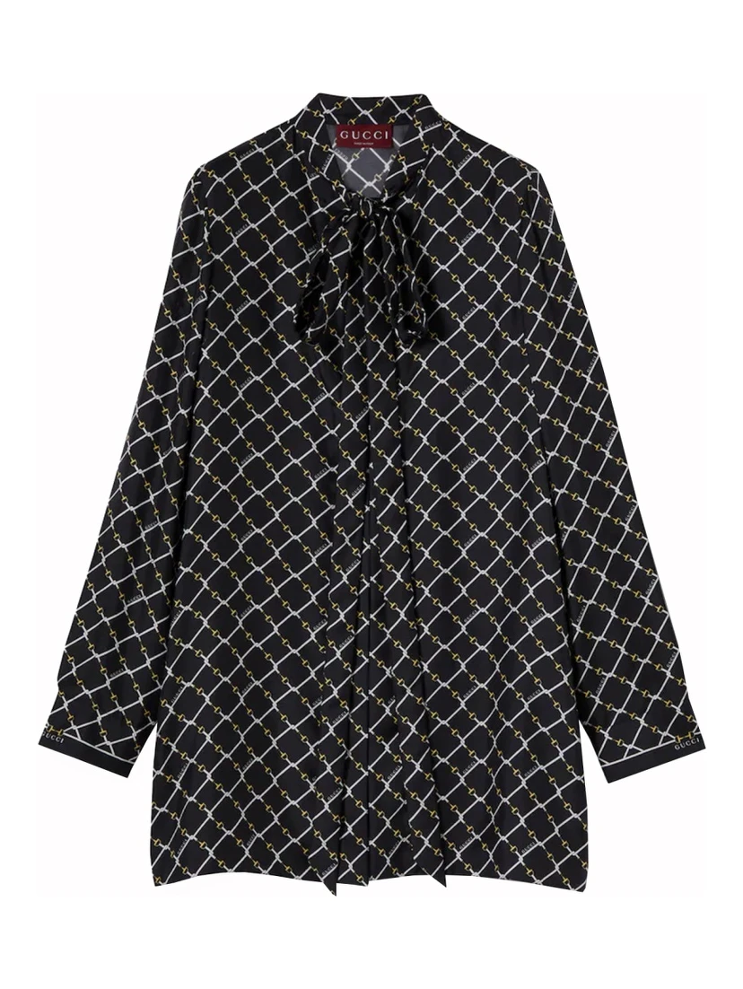 PRINTED SILK TWILL DRESS