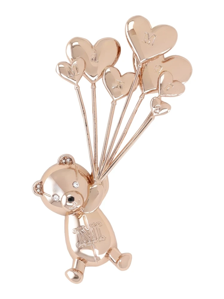 METAL AND RHINESTONE BROOCH