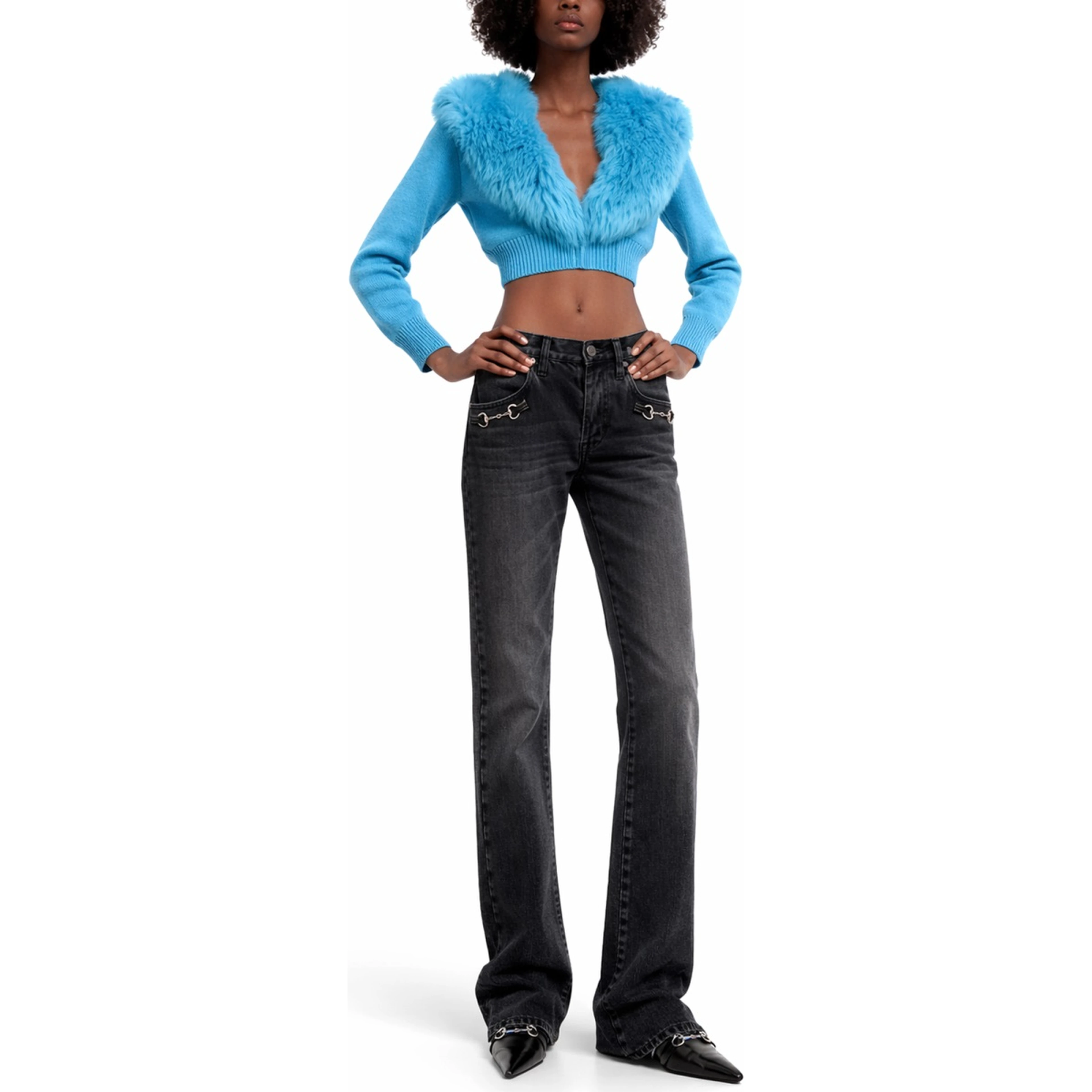 DENIM JEANS WITH HORSEBIT DETAIL