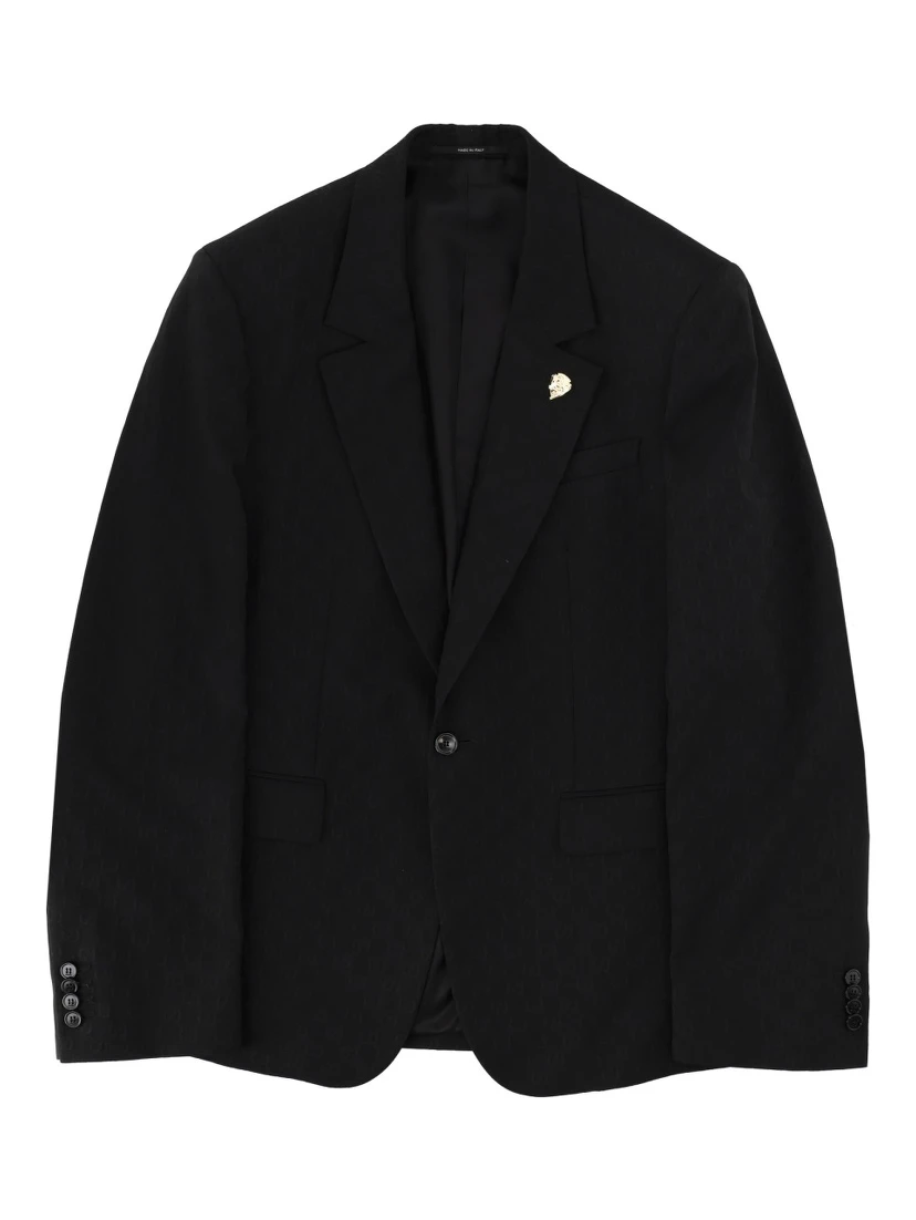 SINGLE-BREASTED JACKET WITH "GG" WEAVE