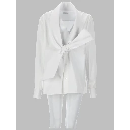 CAMICIA CON COLLO LAVALLIÈRE IN POPELINE