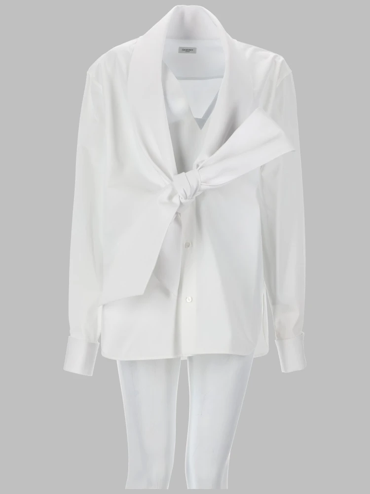 CAMICIA CON COLLO LAVALLIÈRE IN POPELINE