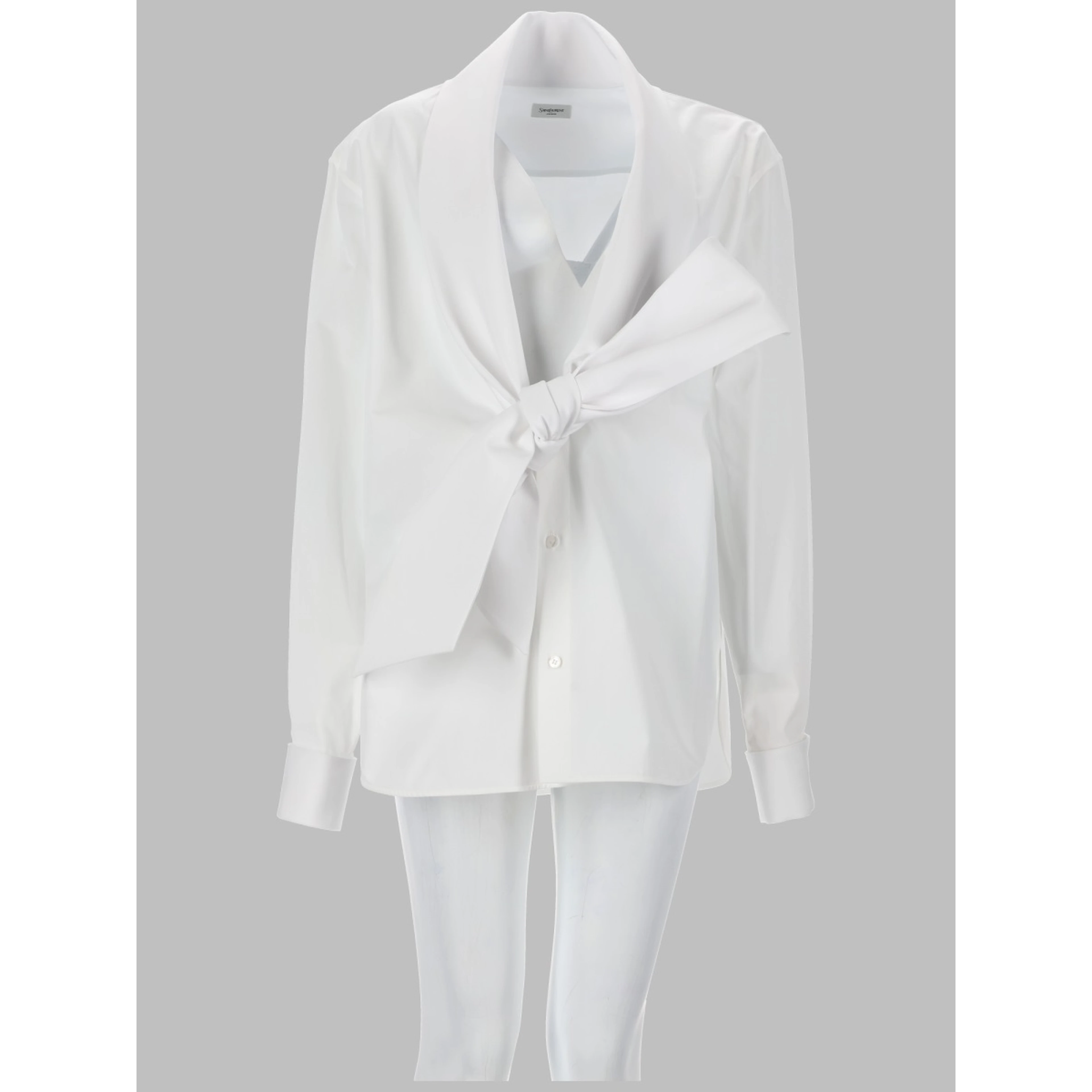 CAMICIA CON COLLO LAVALLIÈRE IN POPELINE