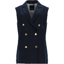 DOUBLE-BREASTED LINEN MAT VEST