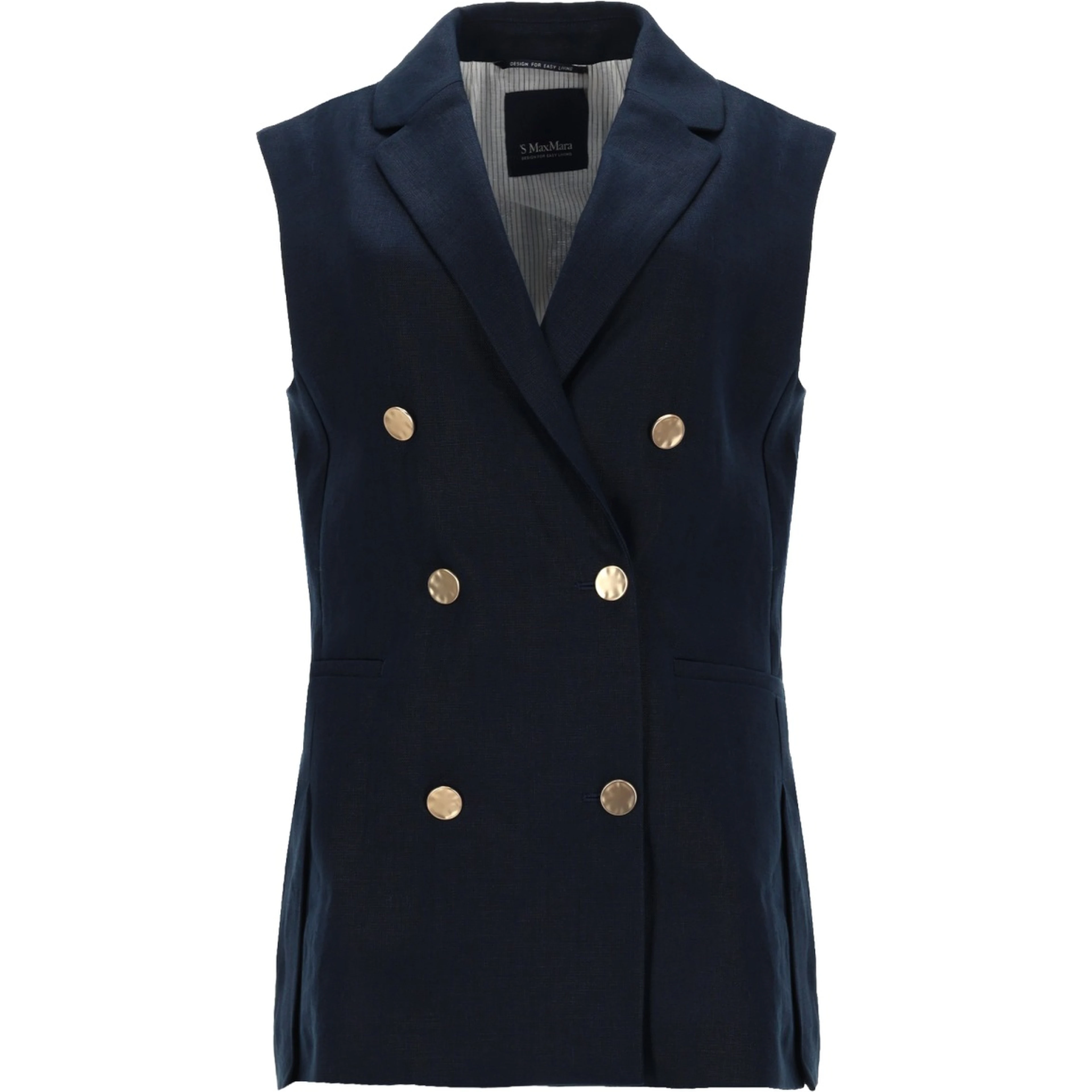 DOUBLE-BREASTED LINEN MAT VEST