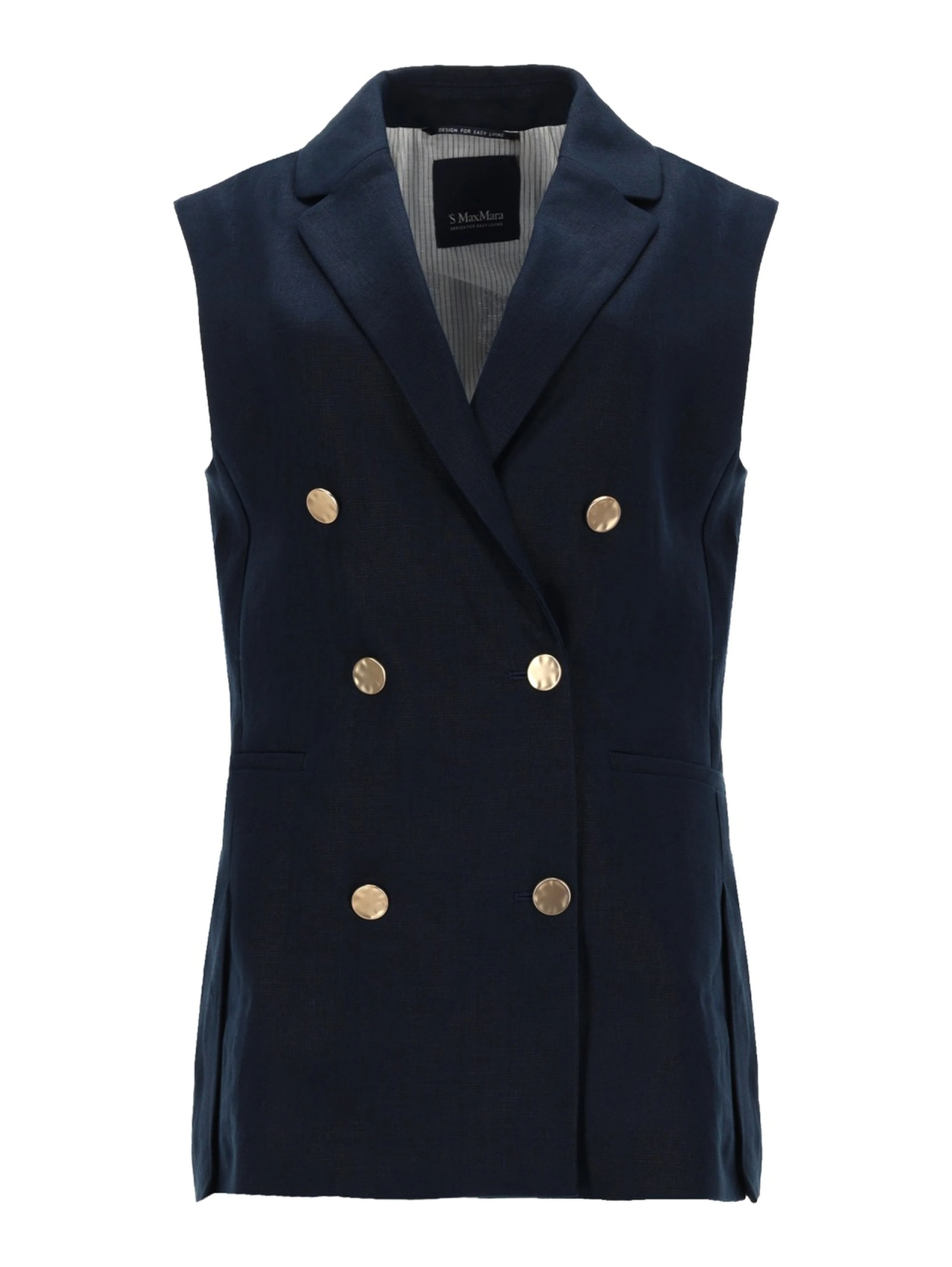 DOUBLE-BREASTED LINEN MAT VEST