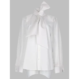 CAMICIA CON COLLO LAVALLIÈRE IN POPELINE