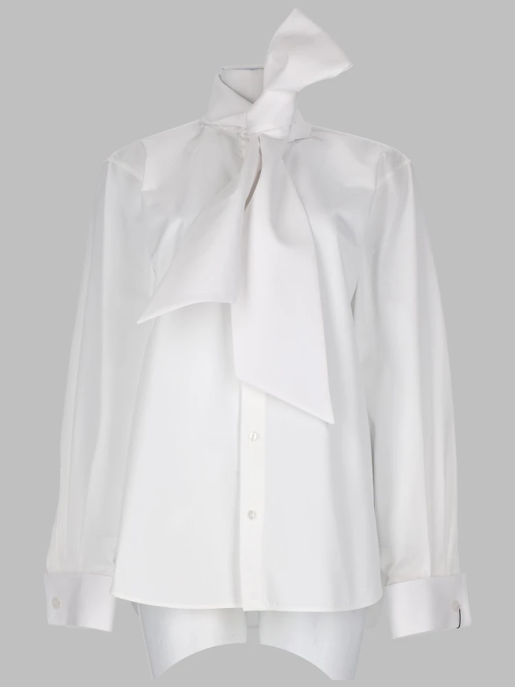 CAMICIA CON COLLO LAVALLIÈRE IN POPELINE