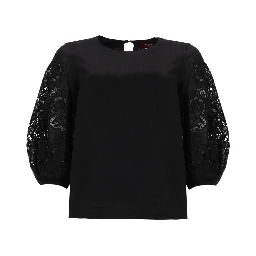 T-SHIRT CON MANICHE IN PIZZO