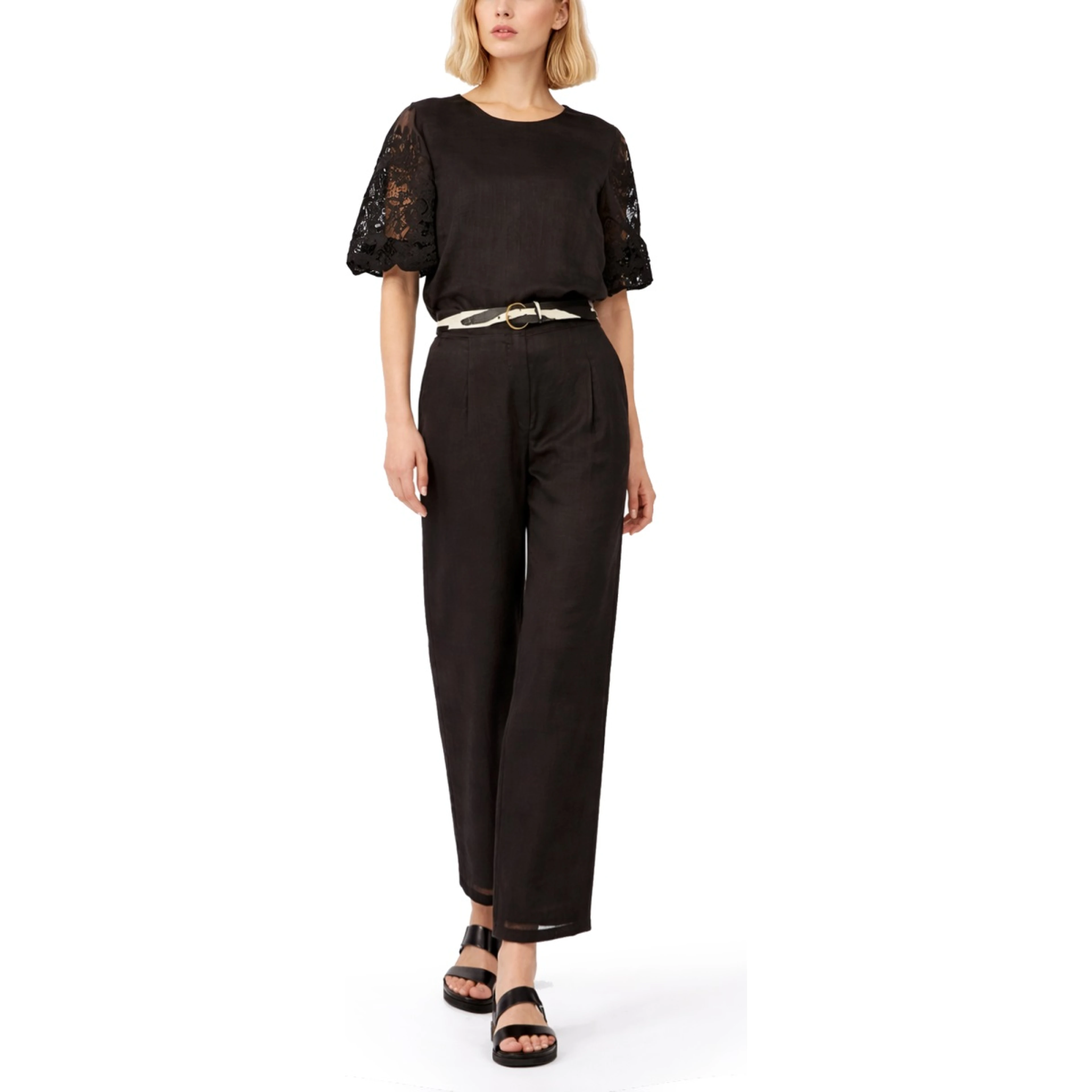 T-SHIRT CON MANICHE IN PIZZO