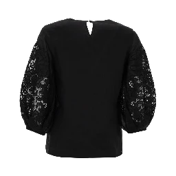 T-SHIRT CON MANICHE IN PIZZO