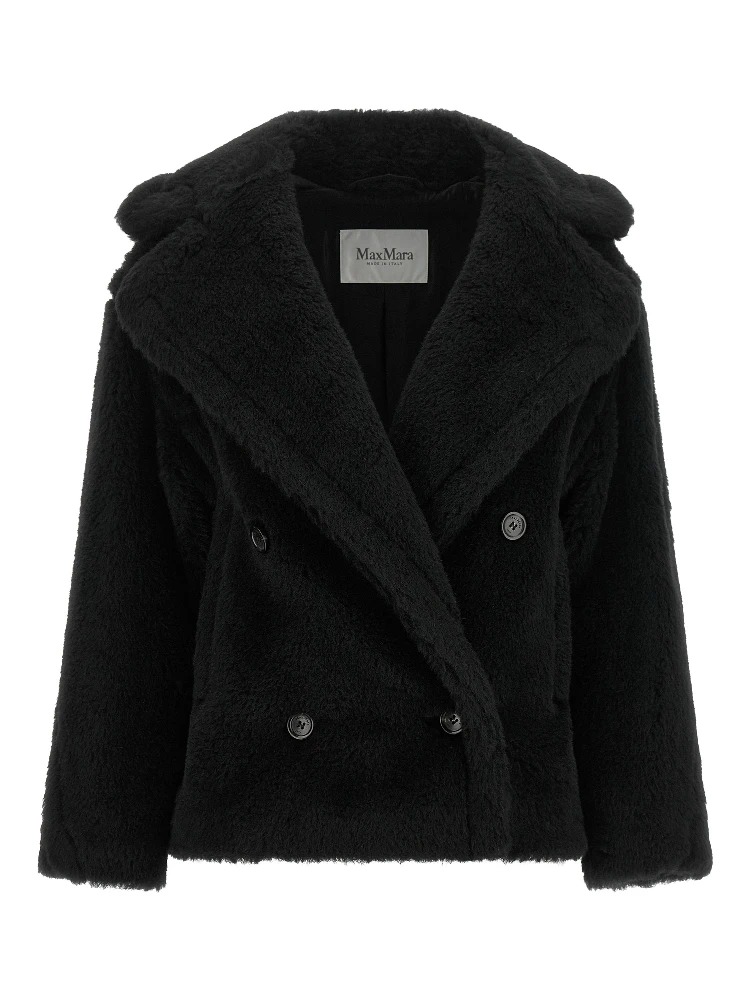 Black Alpaca Leather Coat
