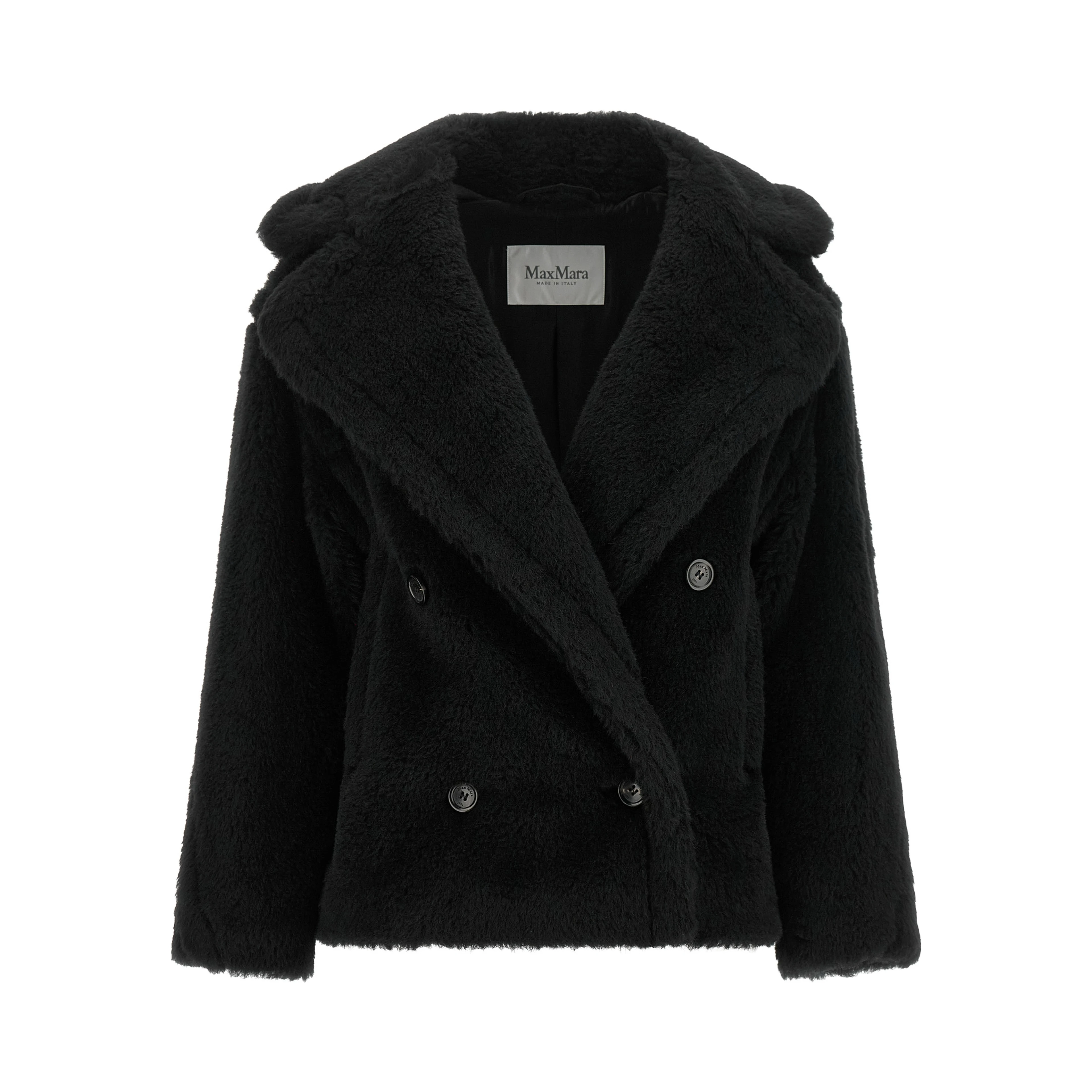 Black Alpaca Leather Coat