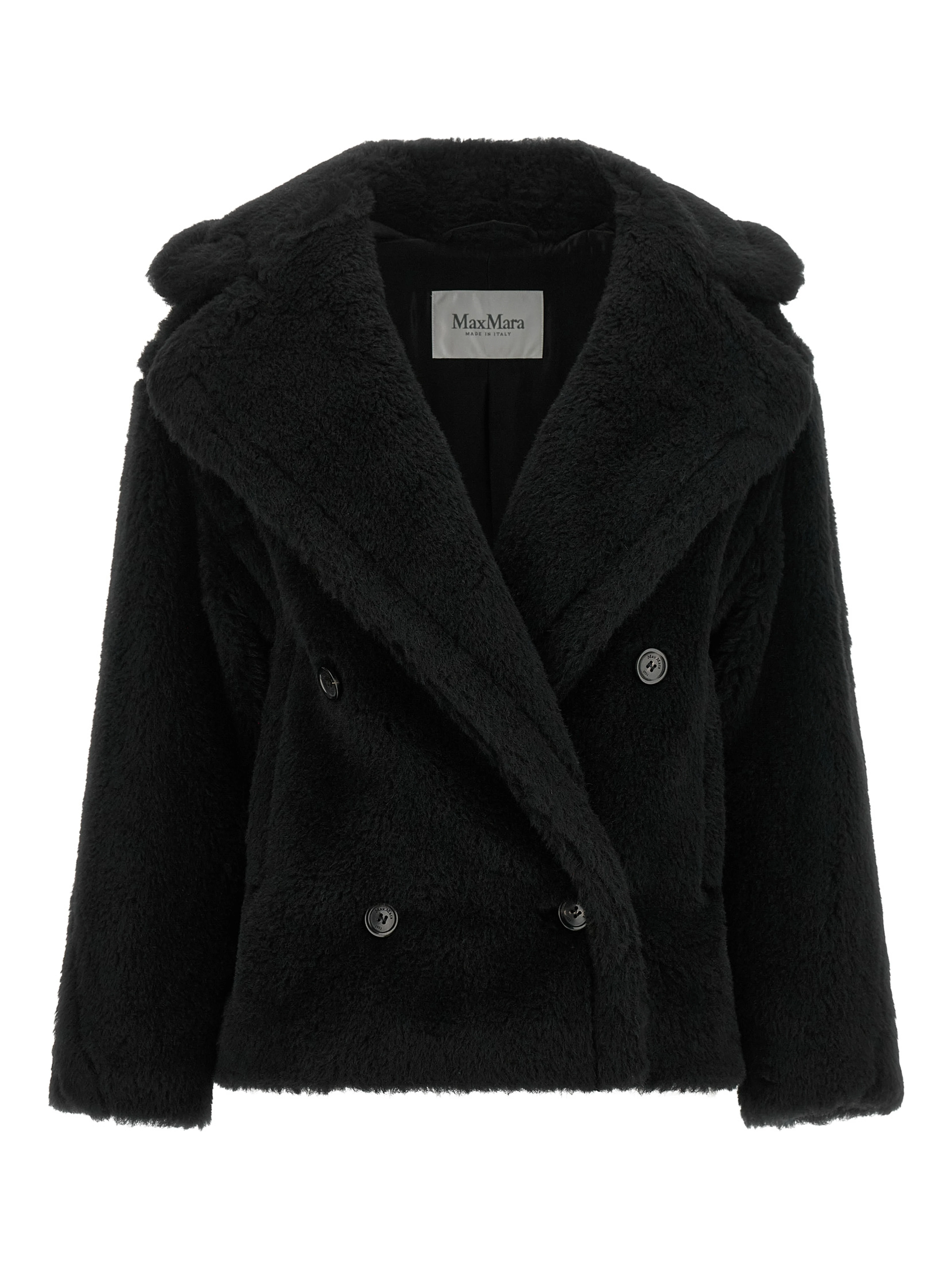 Black Alpaca Leather Coat