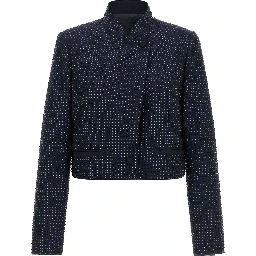 Blue Polyester Full-Length Jacket