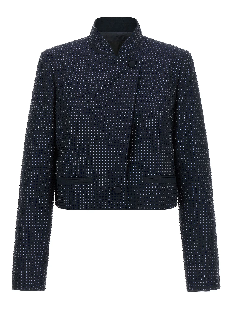 Blue Polyester Full-Length Jacket