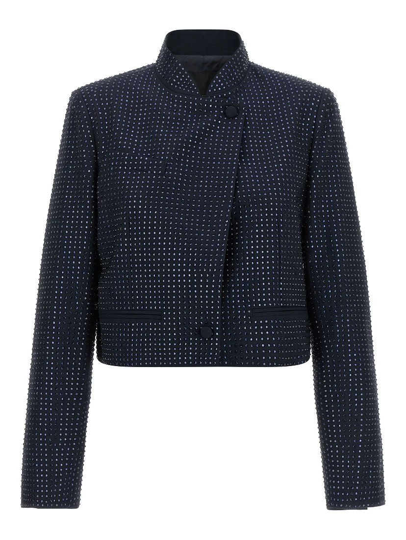 Blue Polyester Full-Length Jacket