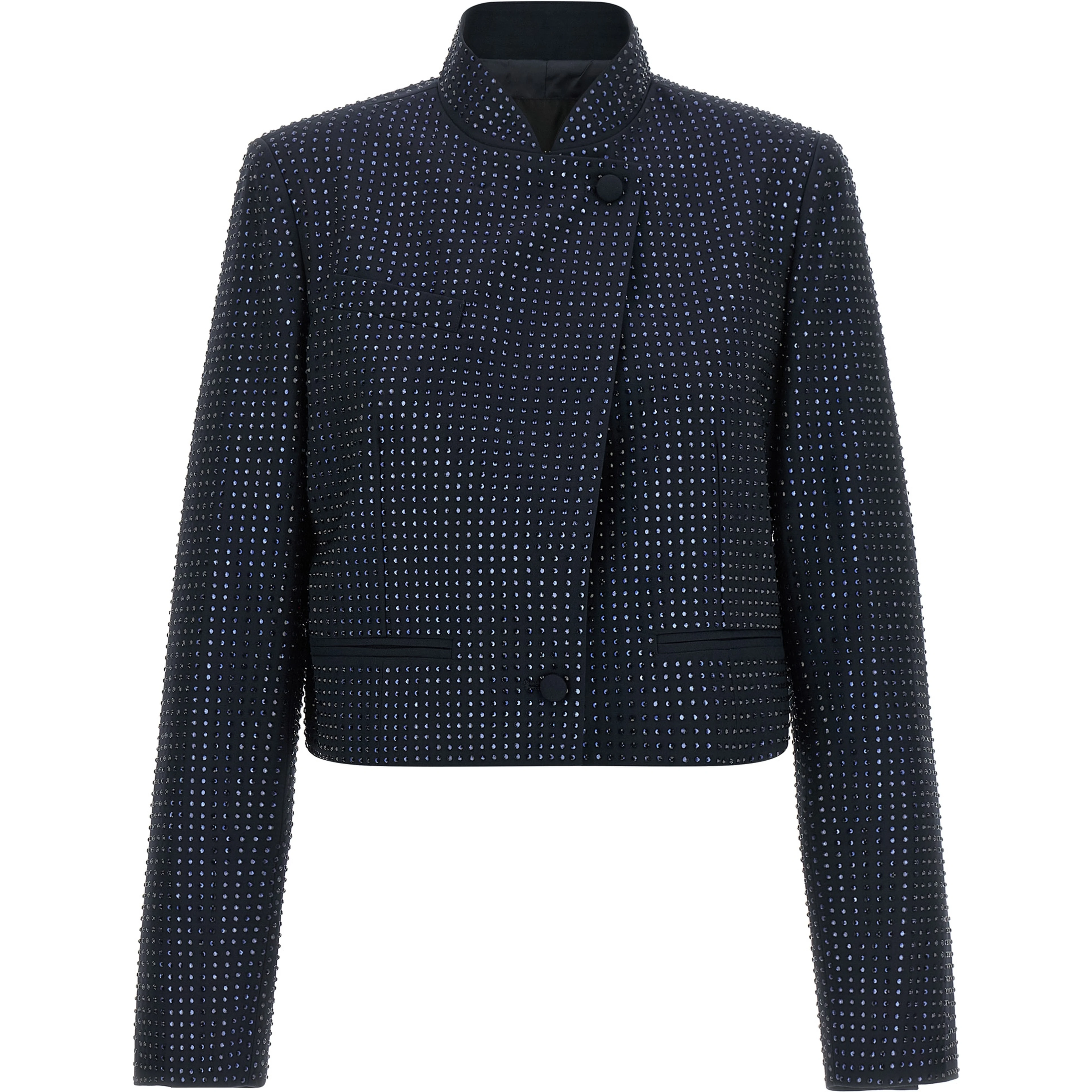 Blue Polyester Full-Length Jacket