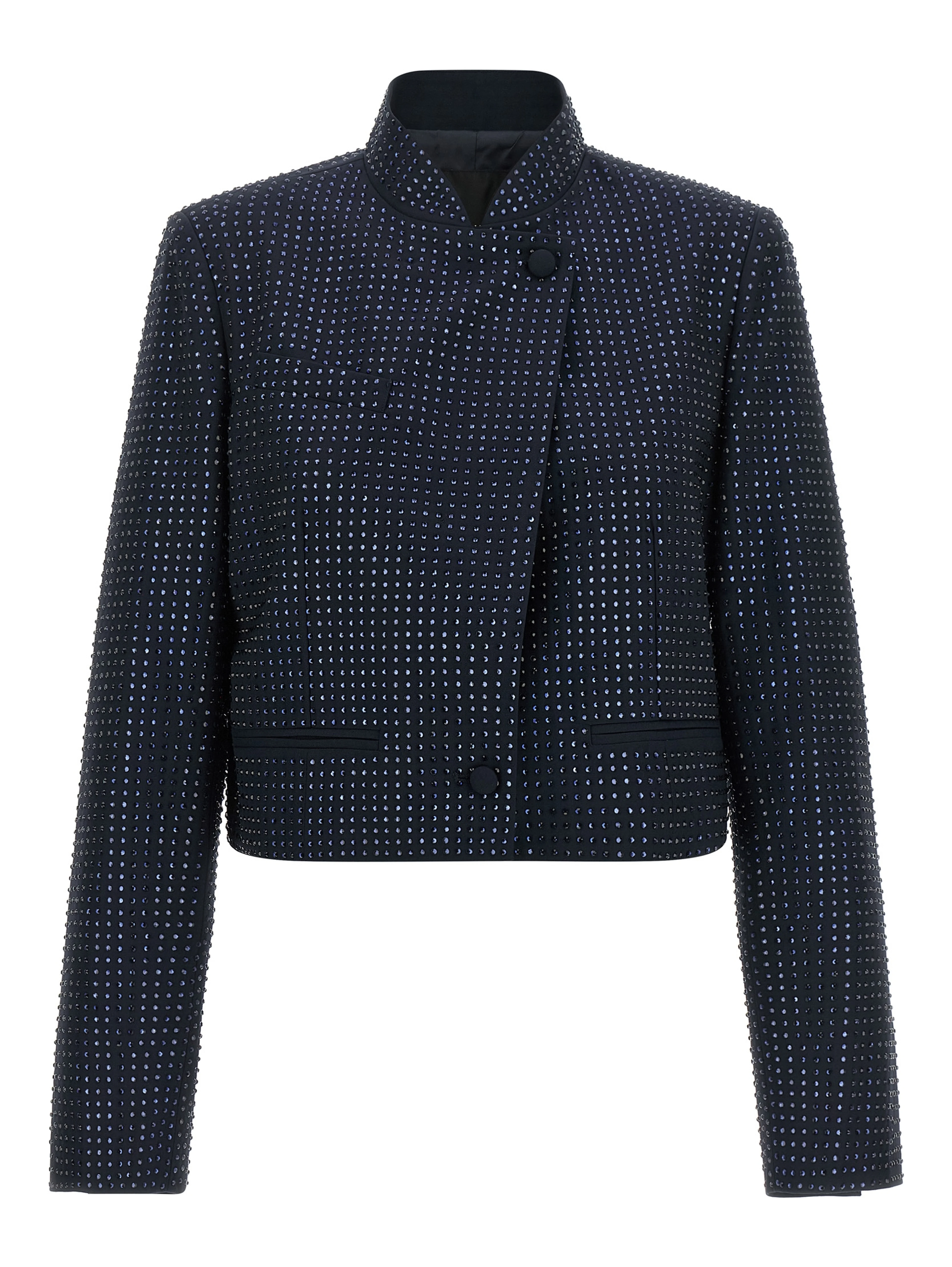 Blue Polyester Full-Length Jacket