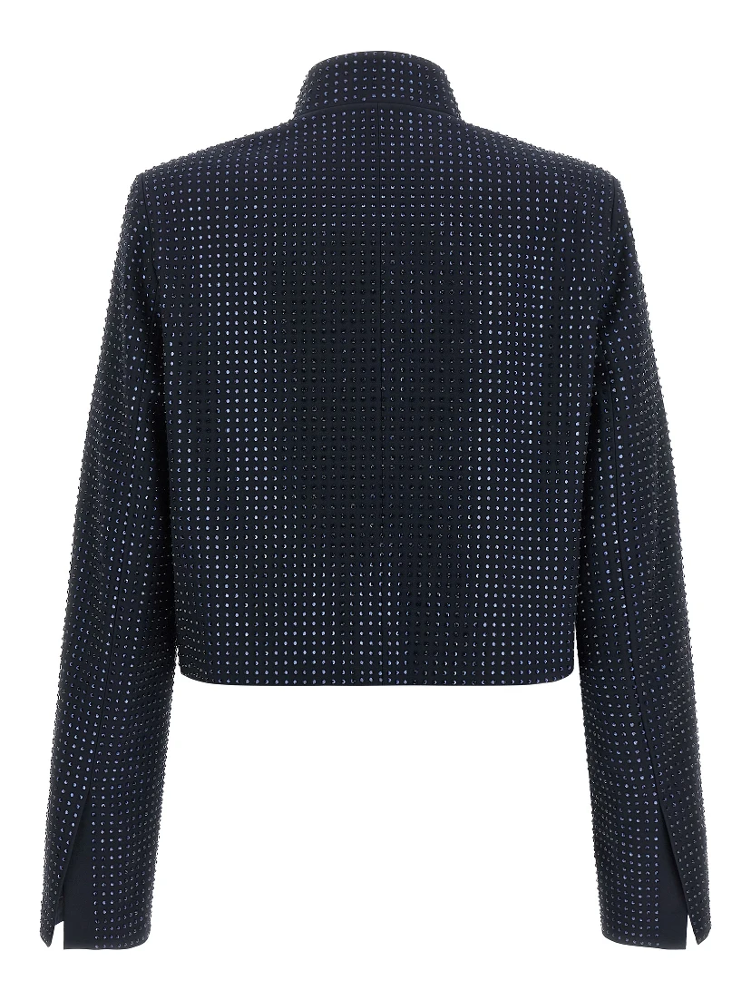 Blue Polyester Full-Length Jacket