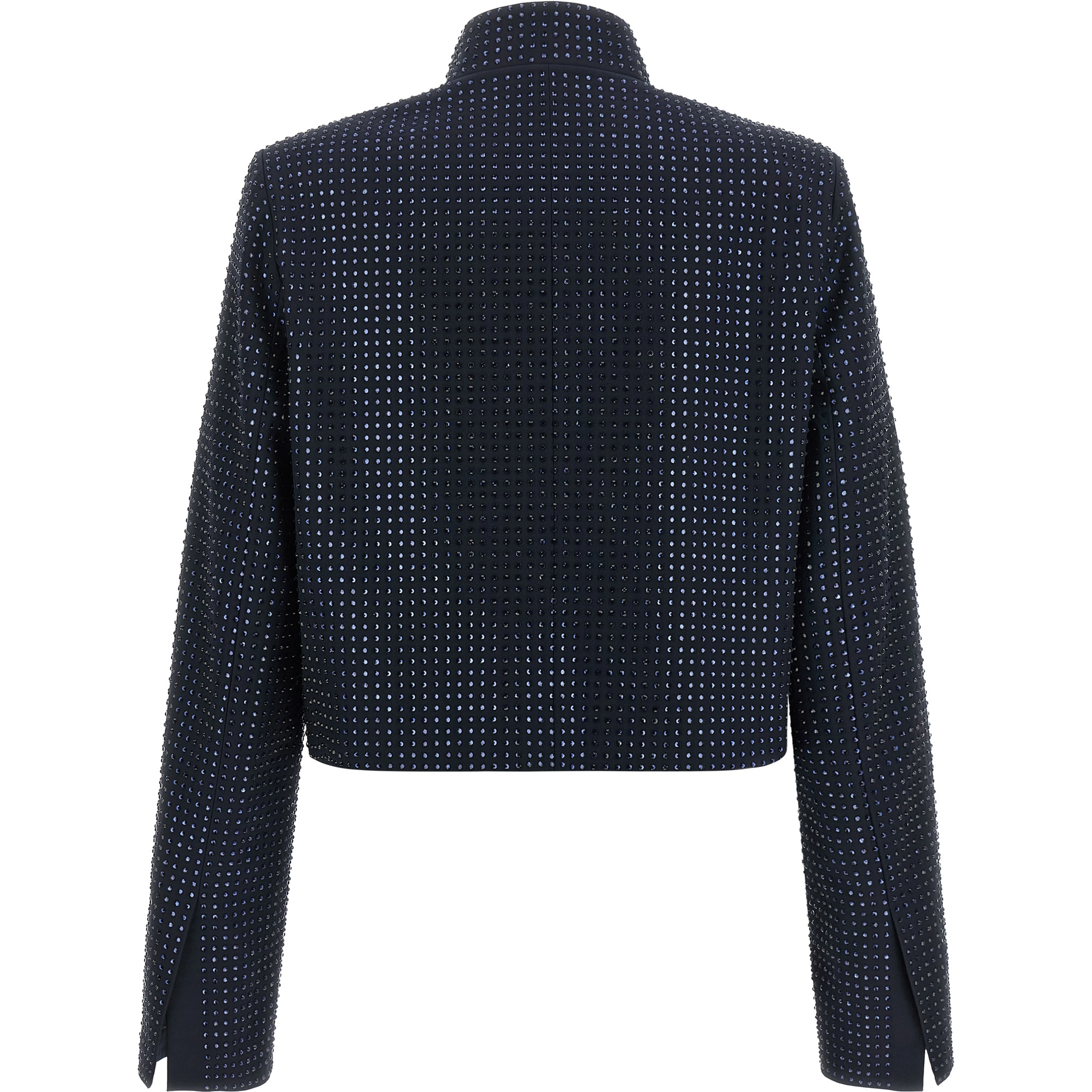 Blue Polyester Full-Length Jacket