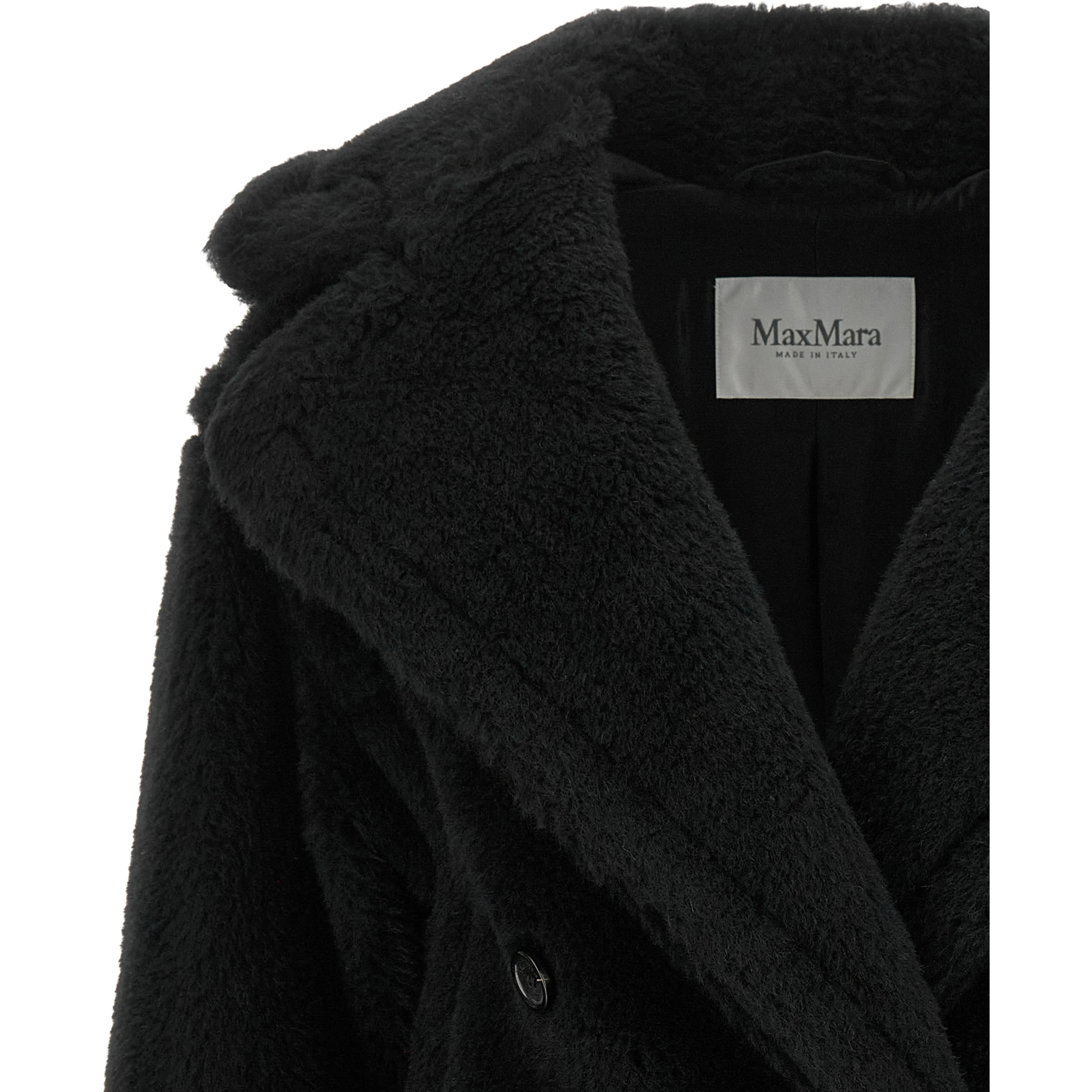 Black Alpaca Leather Coat