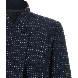Blue Polyester Full-Length Jacket