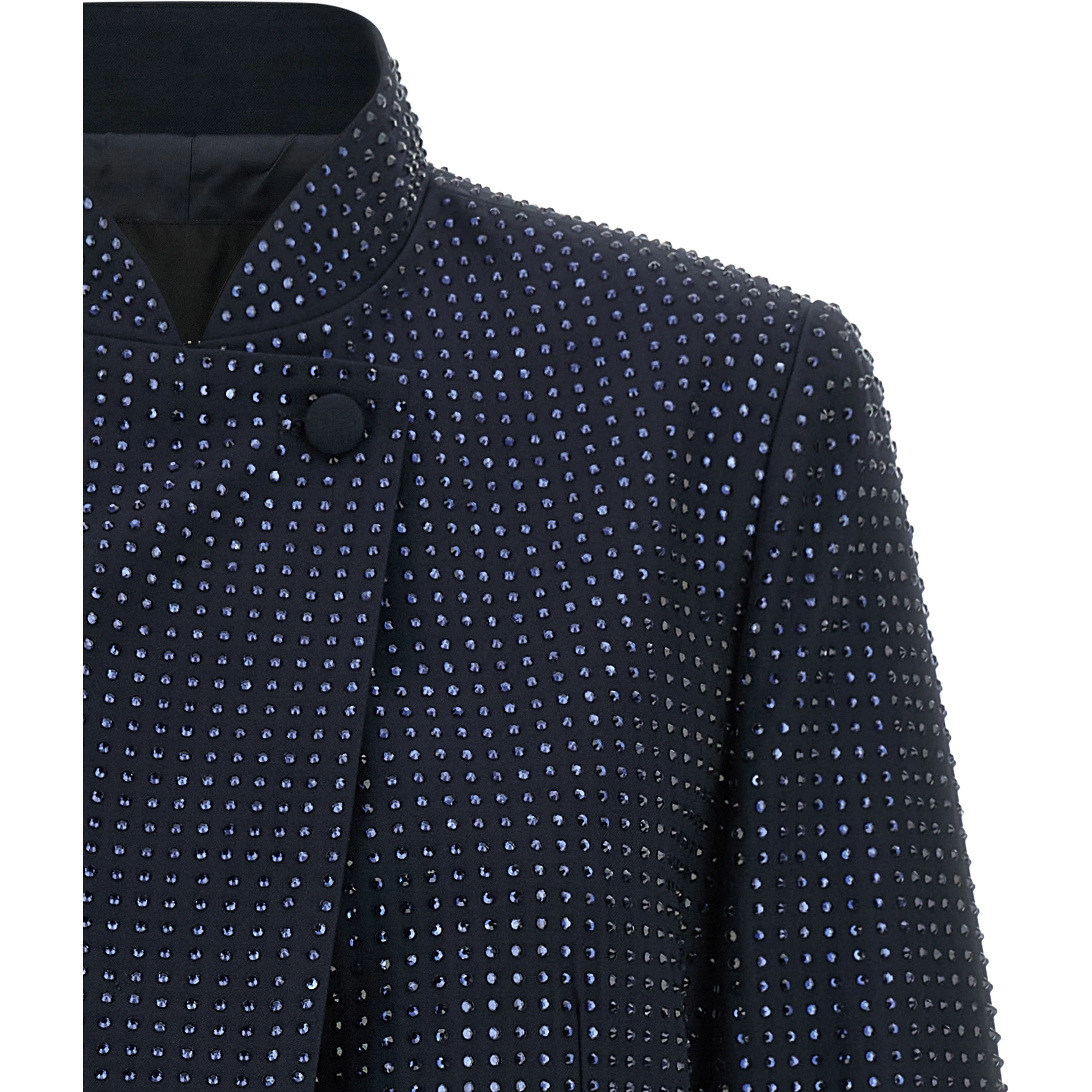 Blue Polyester Full-Length Jacket