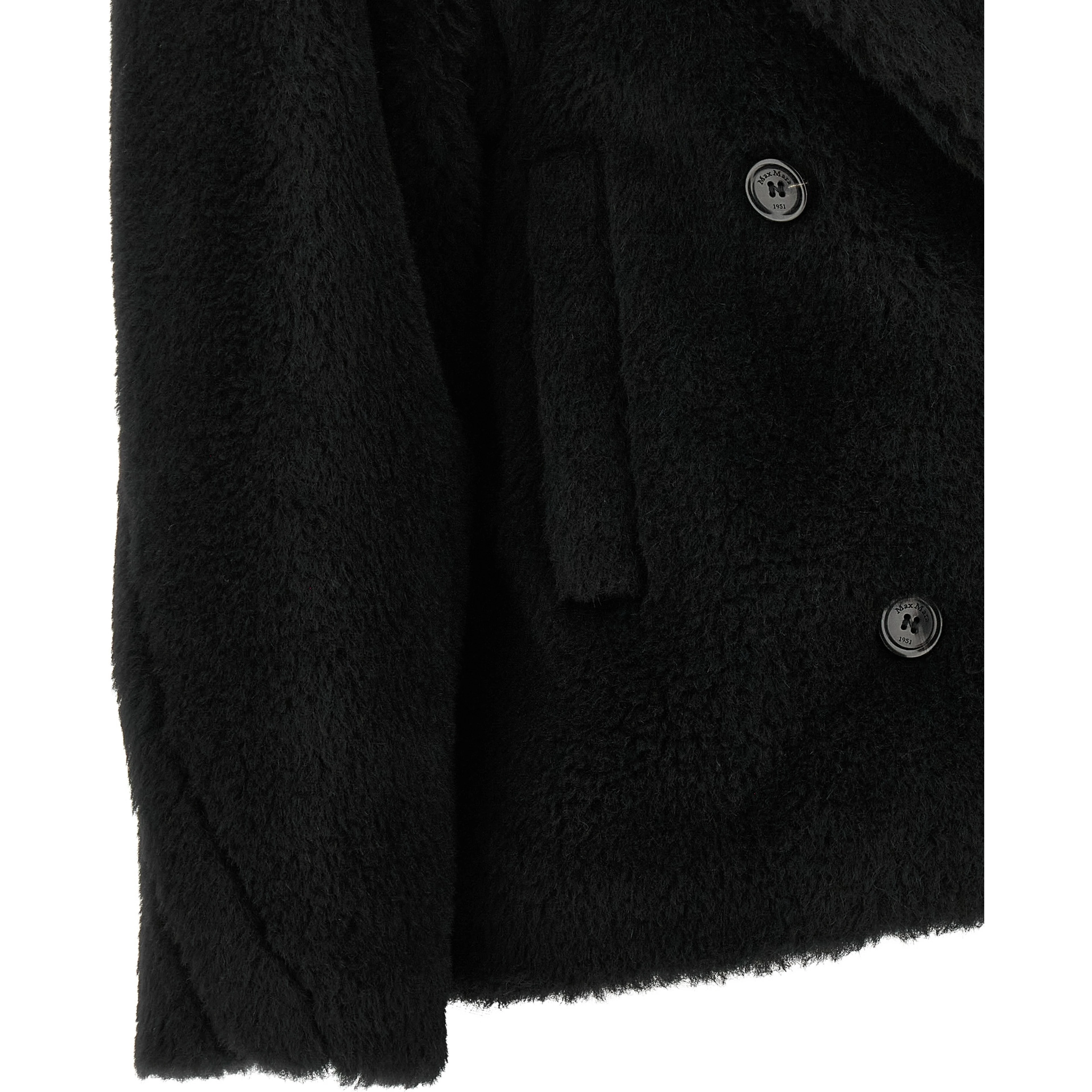 Black Alpaca Leather Coat