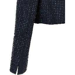 Blue Polyester Full-Length Jacket