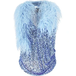 Blue Polyamide Tank Tops