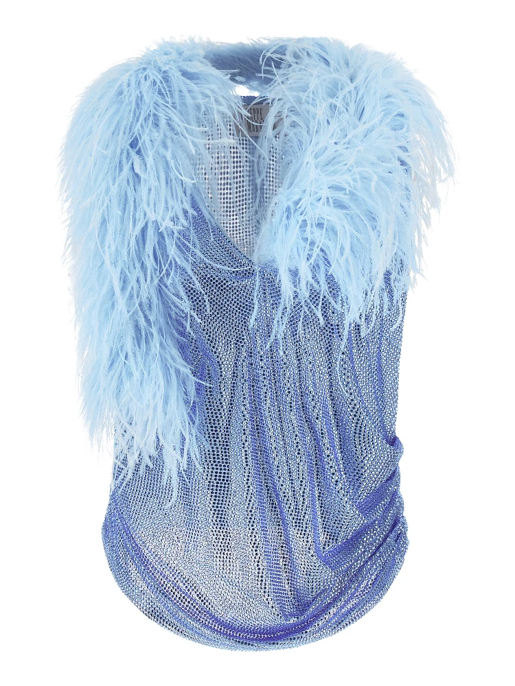 Blue Polyamide Tank Tops