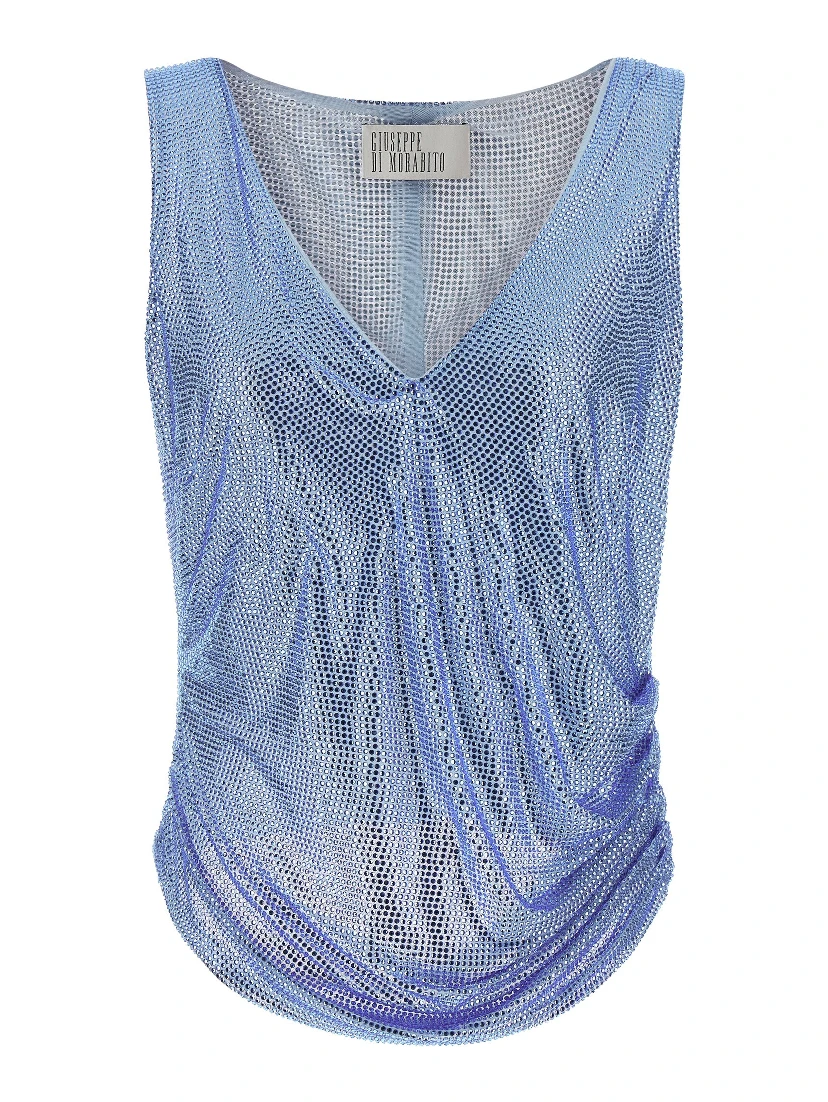 Blue Polyamide Tank Tops