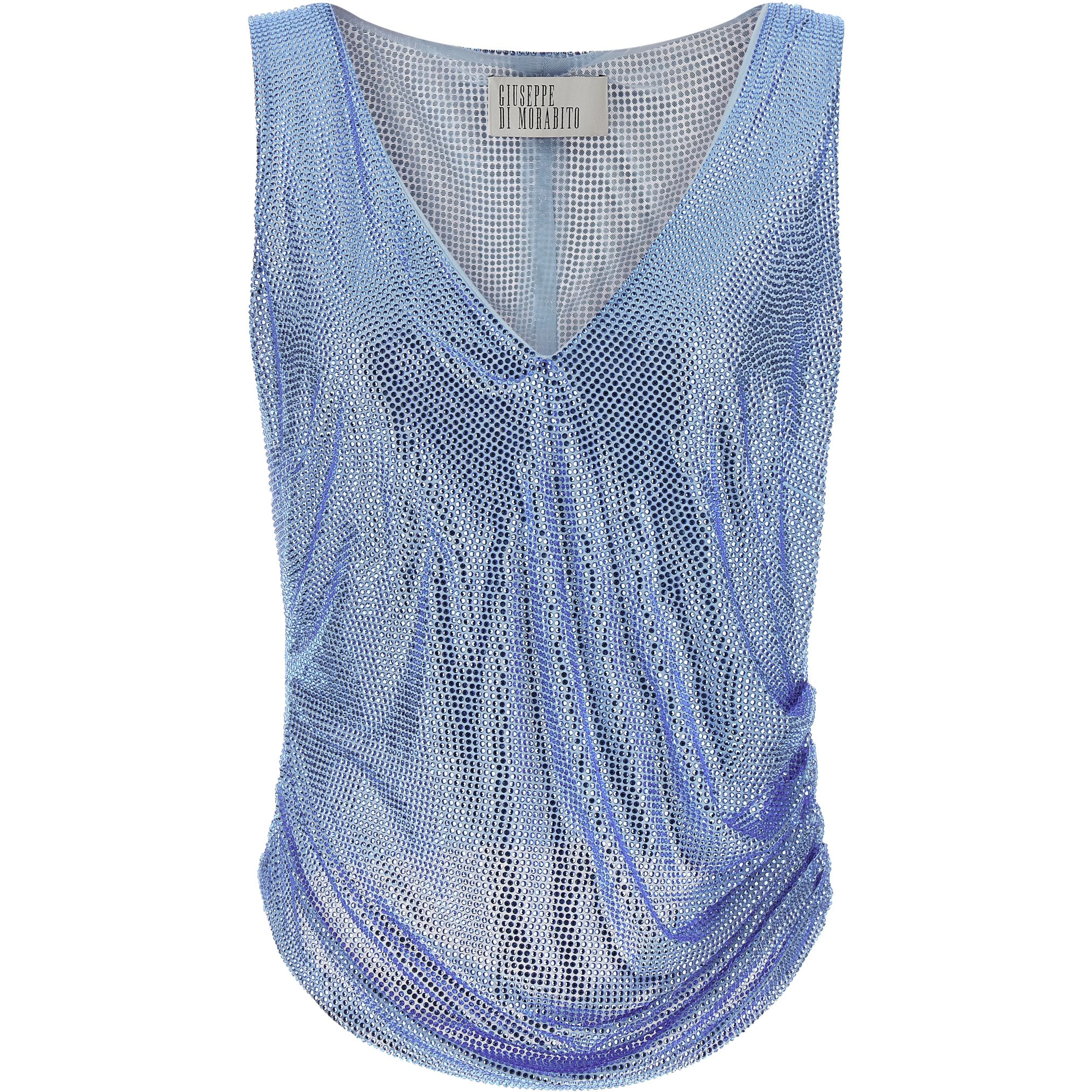 Blue Polyamide Tank Tops