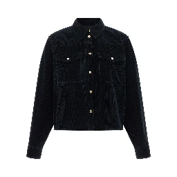 Blue Cotton Full-Length Jacket