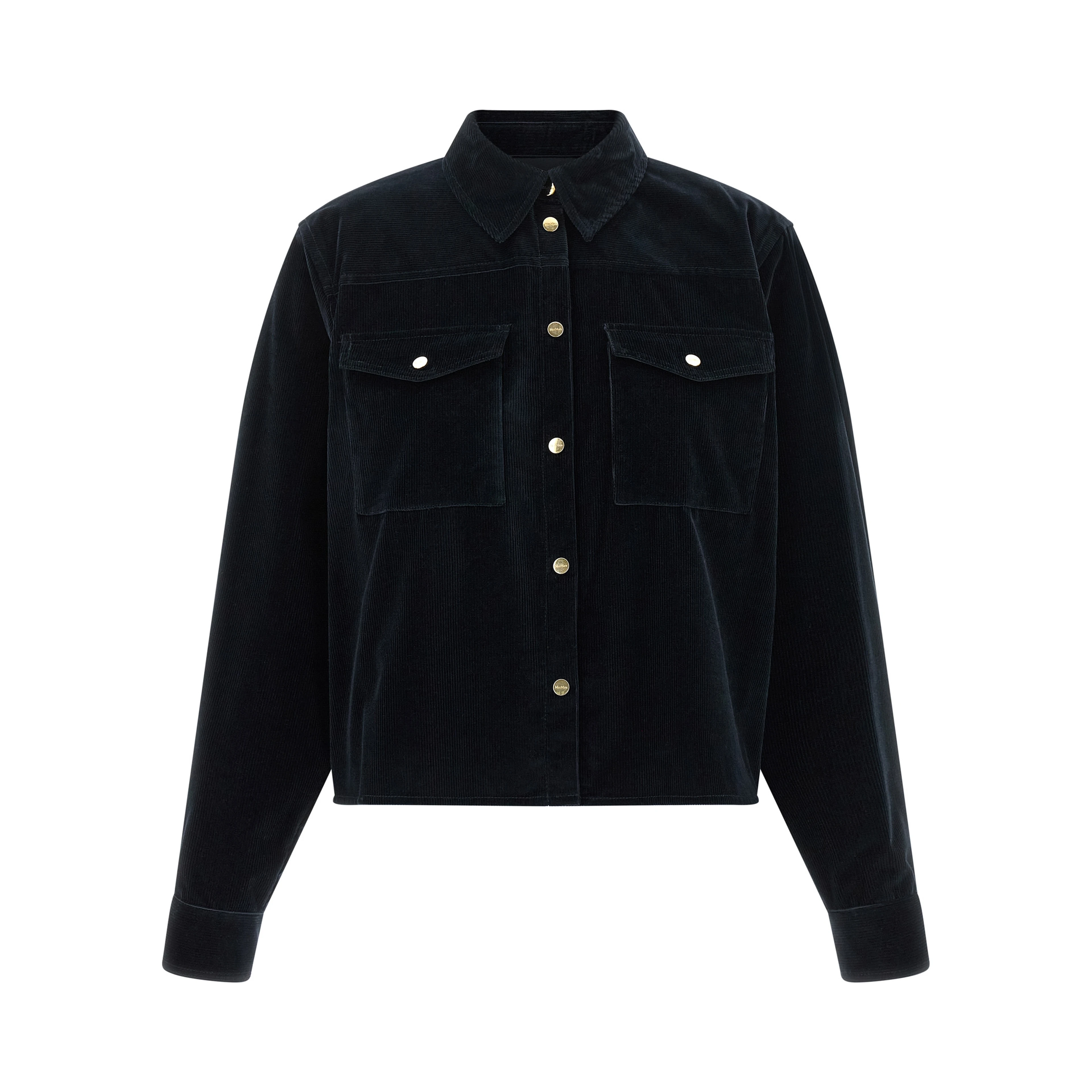 Blue Cotton Full-Length Jacket