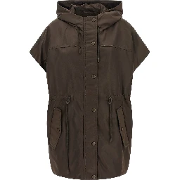 Brown Polyamide Sleeveless Jacket