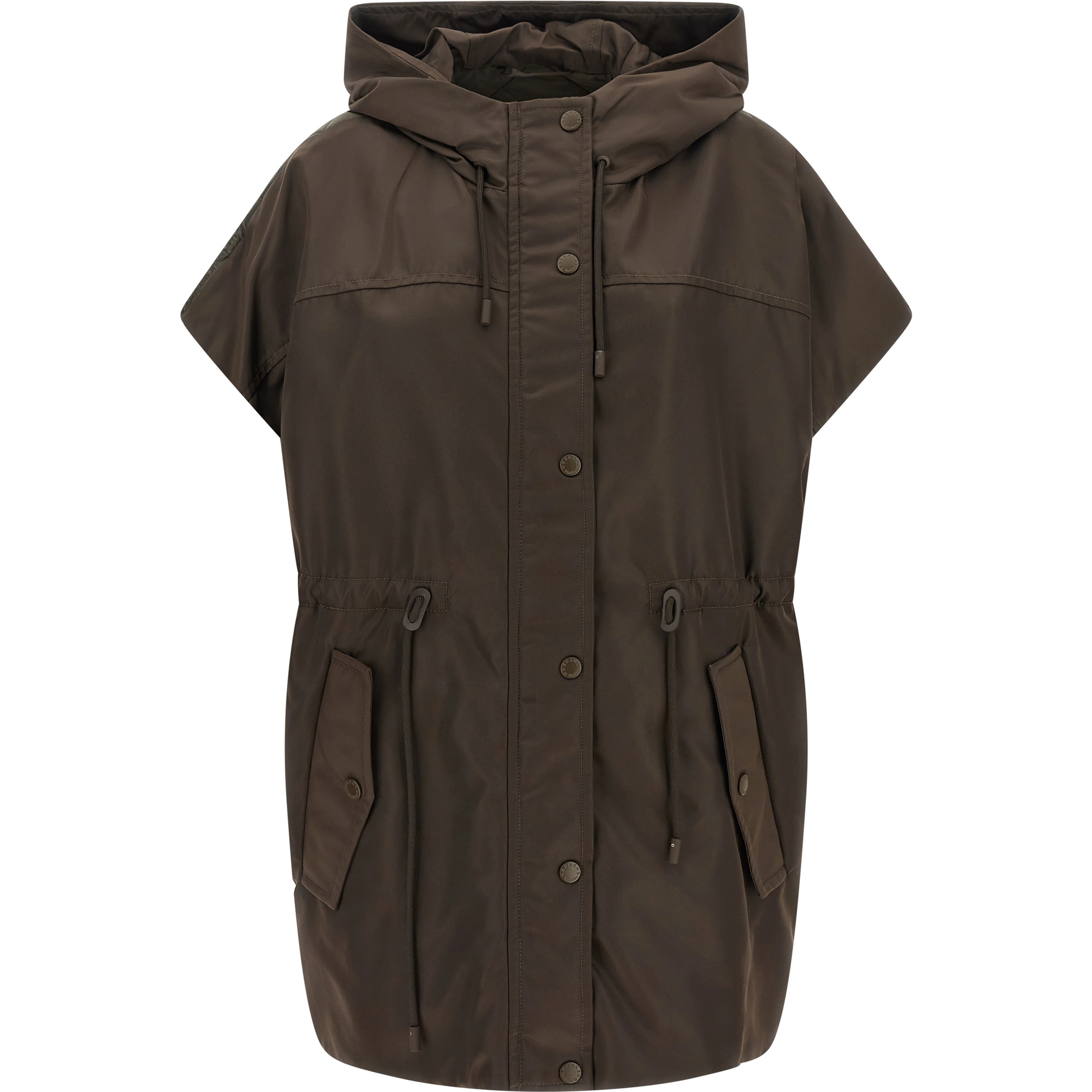 Brown Polyamide Sleeveless Jacket