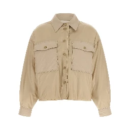 Beige Polyester Full-Length Jacket