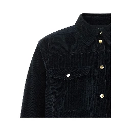 Blue Cotton Full-Length Jacket