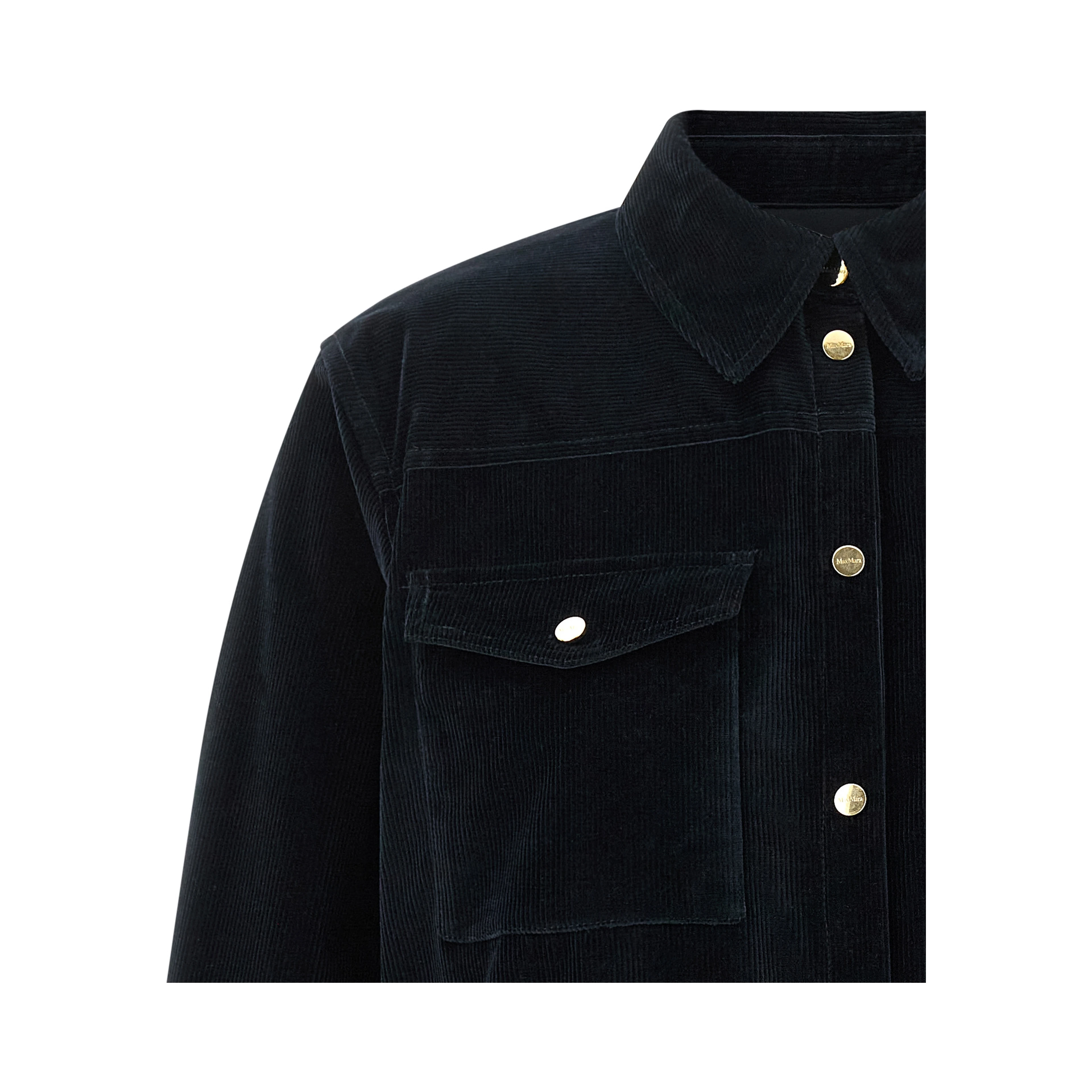 Blue Cotton Full-Length Jacket