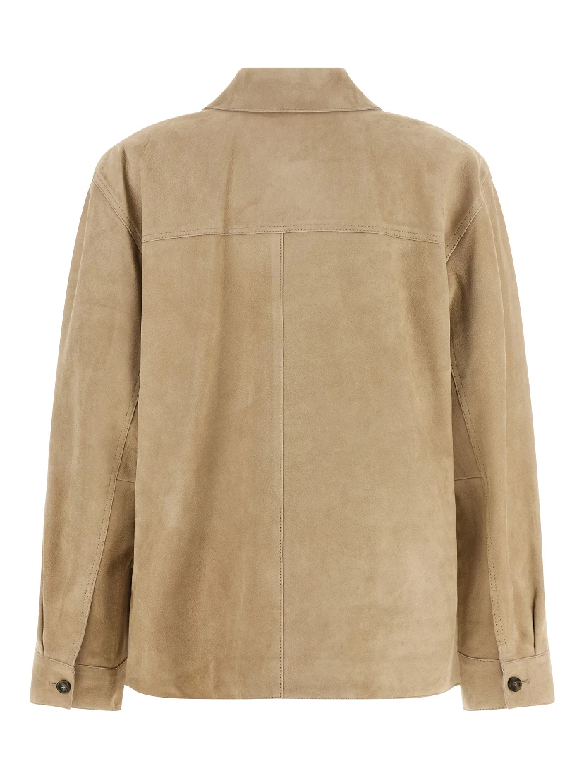 Beige Lamb Leather Leather Jacket