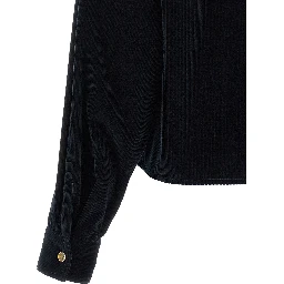Blue Cotton Full-Length Jacket