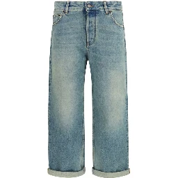 Blue Cotton Boyfriend Jeans