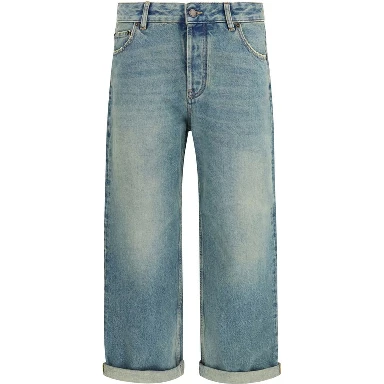 Blue Cotton Boyfriend Jeans