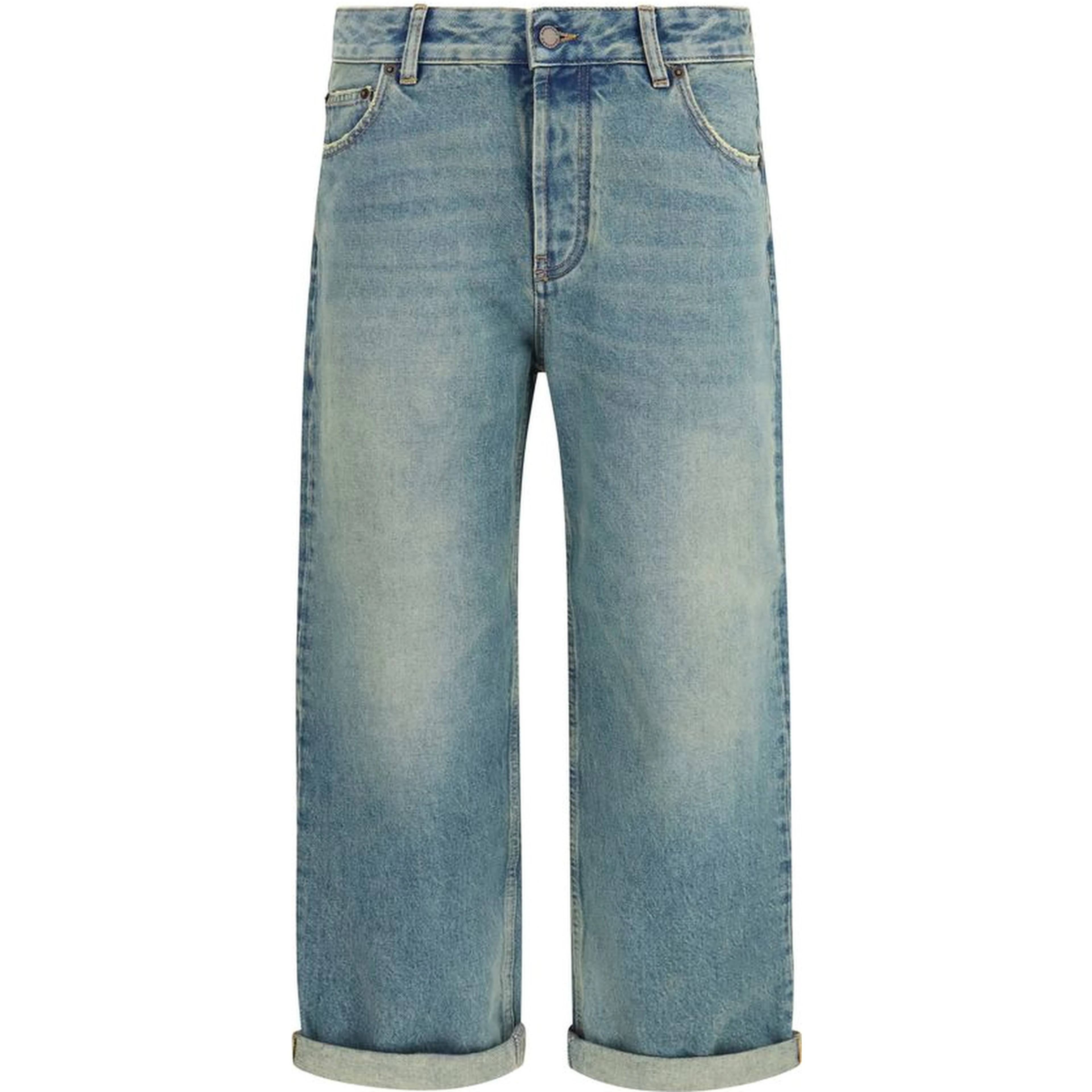 Blue Cotton Boyfriend Jeans